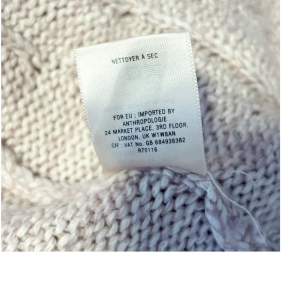 Anthropologie Guinevere Cowlneck Cable Knit Swing Sweater Marled Light Pink L - Picture 9 of 9